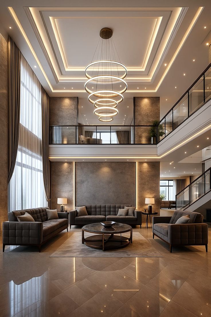 ultra luxury double height living room design